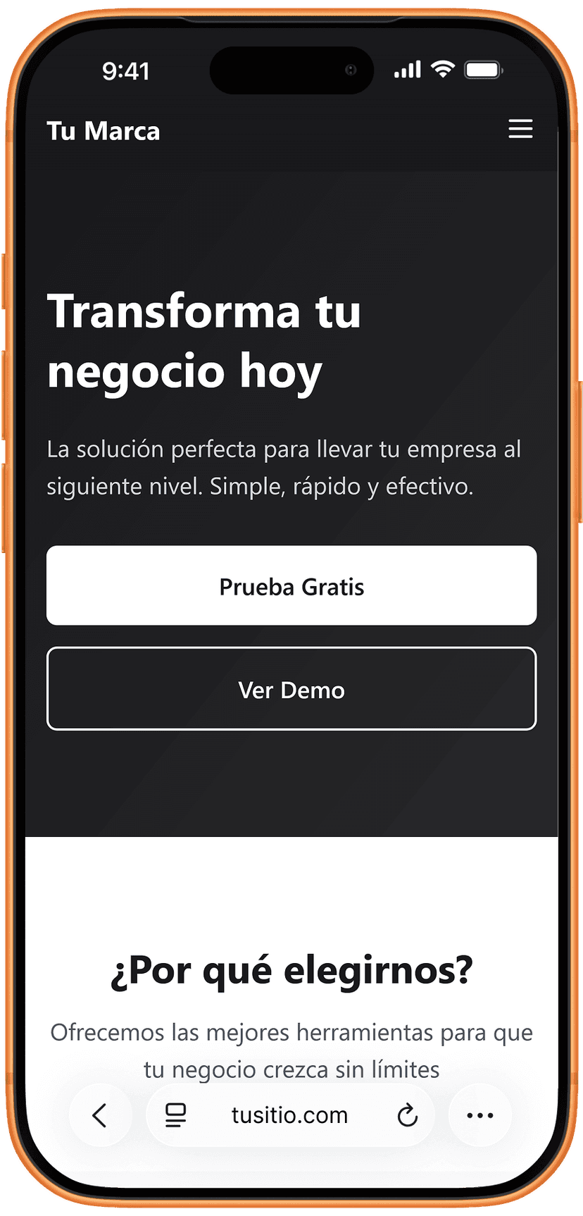 Aplicación móvil mostrada en un iPhone